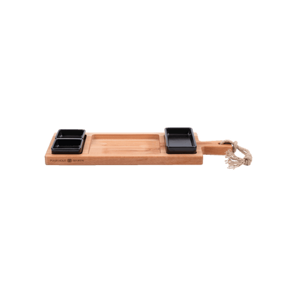 Bowls and Dishes Puur Hout Beuken Foodplank 49 cm met 3 Zwarte Schaaltjes
