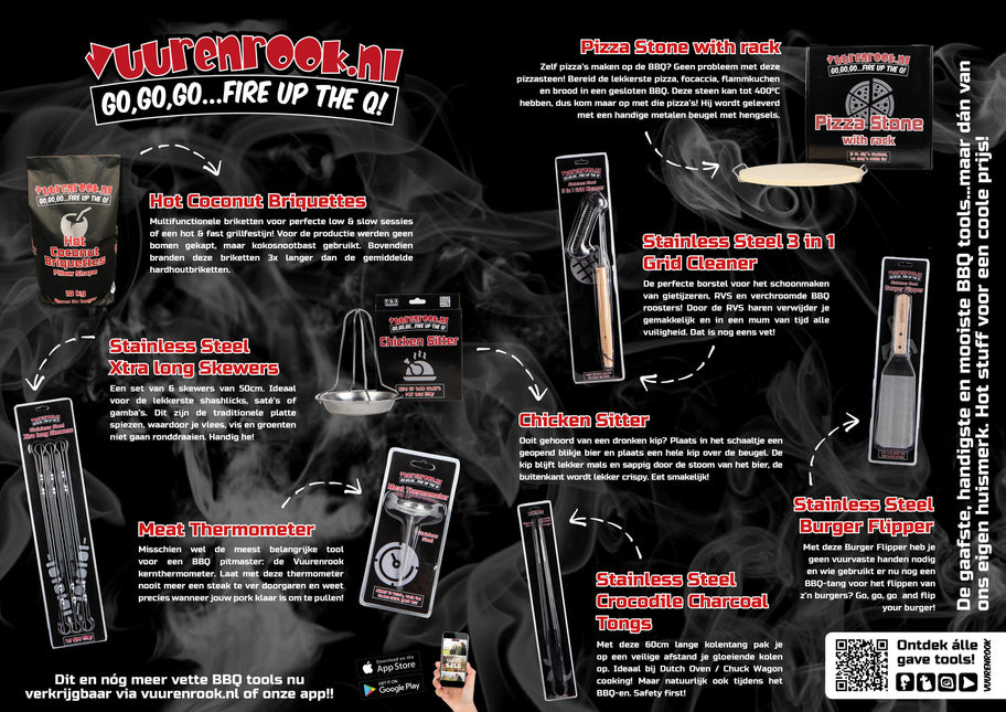 Vuur & Rook Vuur&Rook Xtra Long RVS Burger Flipper